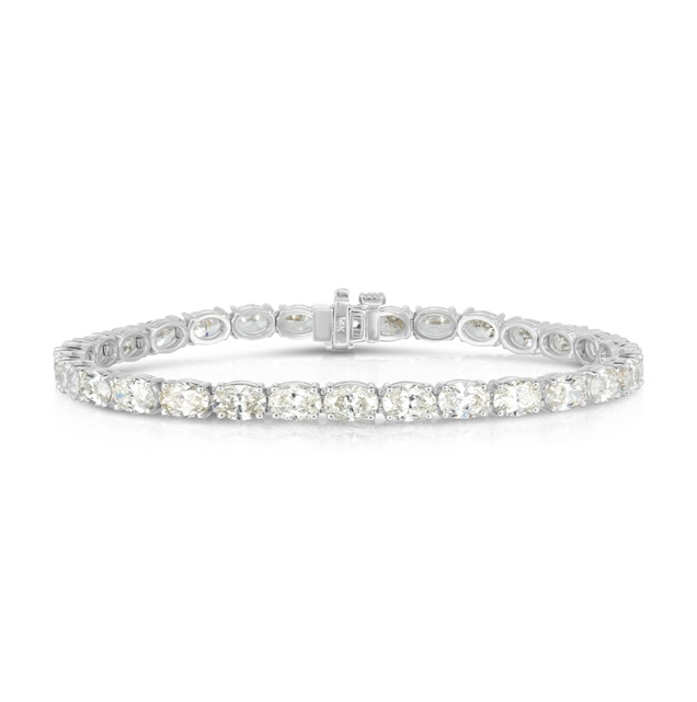 14K White Gold Oval Diamond Tennis Bracelet